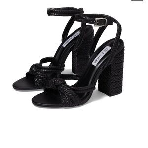 Steve Madden Malou Black Braided Heeled Sandals